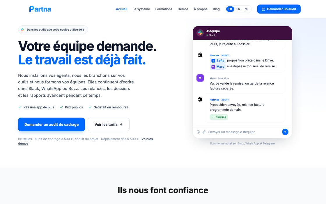 Capture du site partna.be